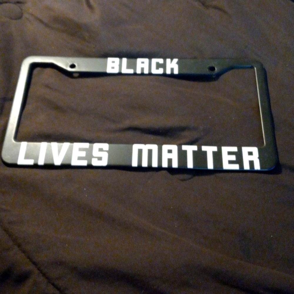 Black Lives Matters personalized license  plate black and white frame